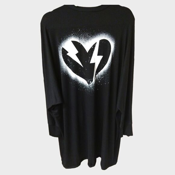 TORRID Plus Size Lovesick Black Super Soft Cocoon Lightening Bolt,Heart Kimono - Picture 11 of 16